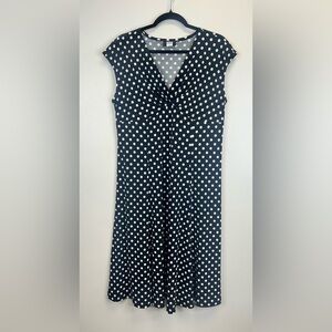 Studio 1940 Black White Polka Dot Vneck Dress Rockabilly Retro Womens XL Pinup
